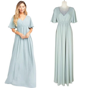 SHOW ME YOUR MUMU Emily Maxi Dress Empire Waist Silver Sage Women's Small